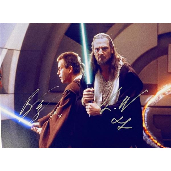Star Wars Ewan McGregor and Liam Neeson facsimile signed  photo