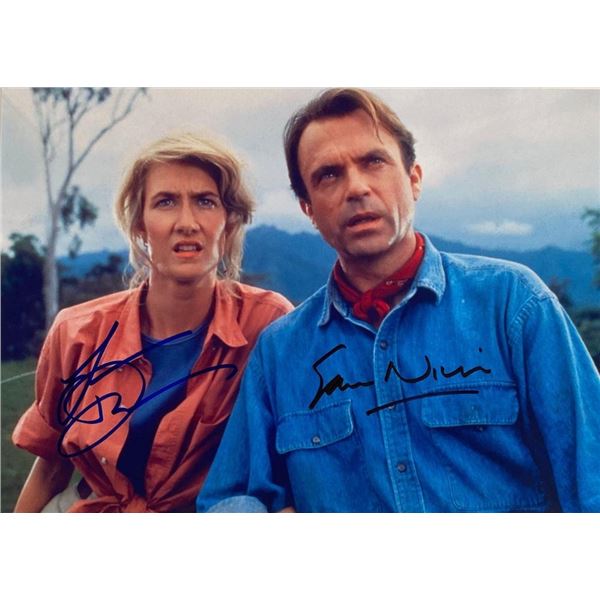 Jurassic Park Laura Dern and Sam Neill facsimile signed  movie photo