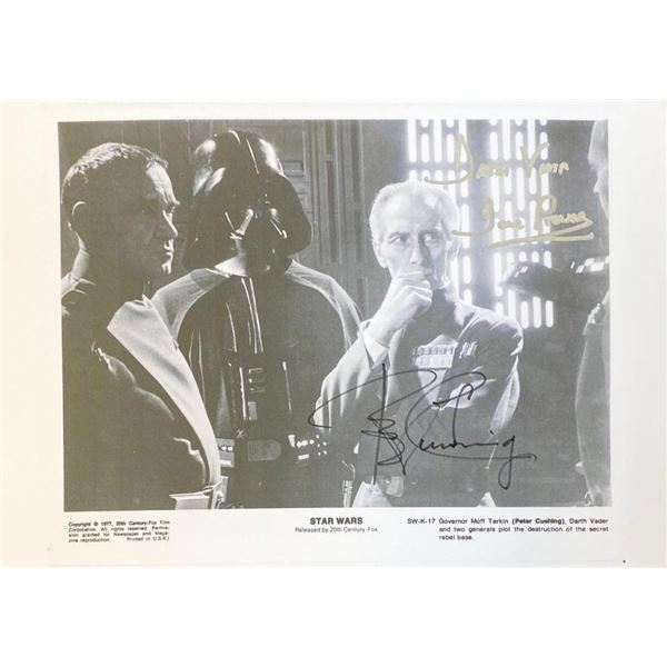 Star Wars 1977 Peter Cushing and Dave Prowse facsimile signed  movie photo