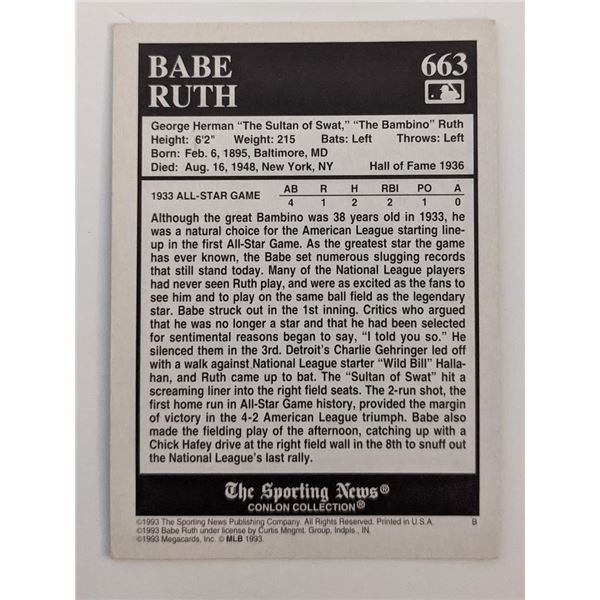 Babe Ruth Game of the Century Baseball Card