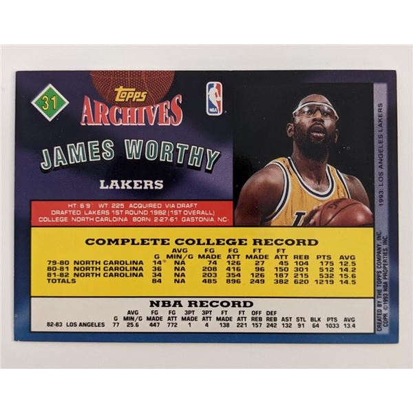James Worthy Lakers Facsimile Signed Topps Basketball Card 1993