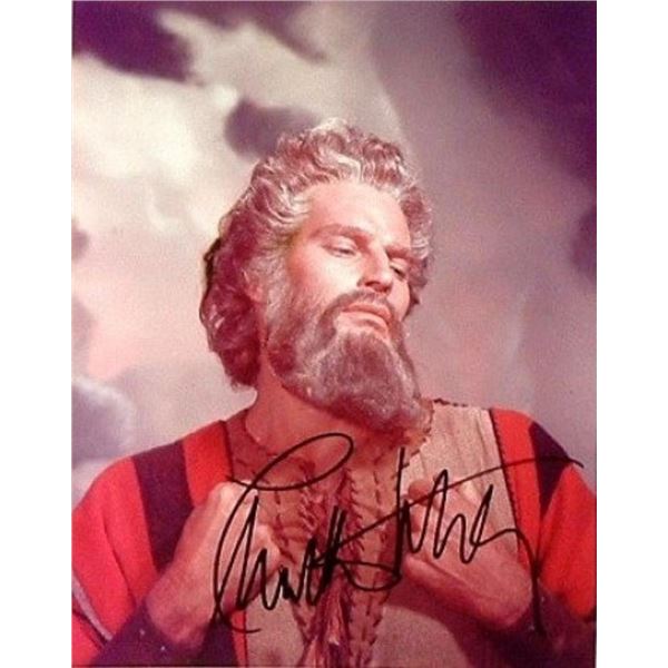 The Ten Commandments Charlton Heston signed portrait photo