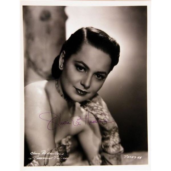 Olivia De Havilland signed portrait photo