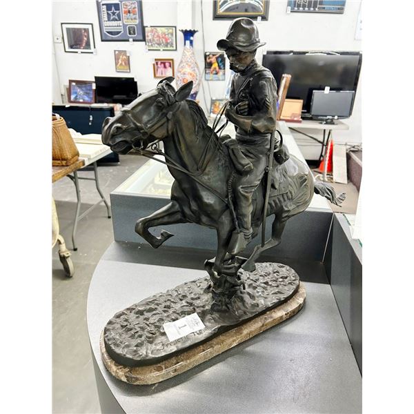 Bronze Confederate Horseman Statuary - Signed Fredrick Remmington