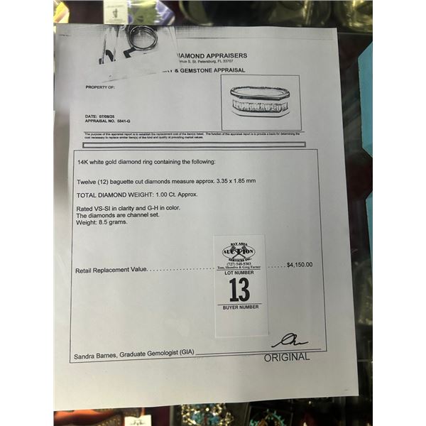 14K WG Diamond Ring w/12 Baguette Cut Diamonds Both Are Channel Set 8.5G -