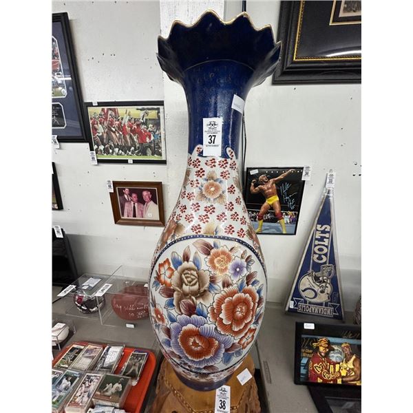 Ornate Floral Painted 3' Vase
