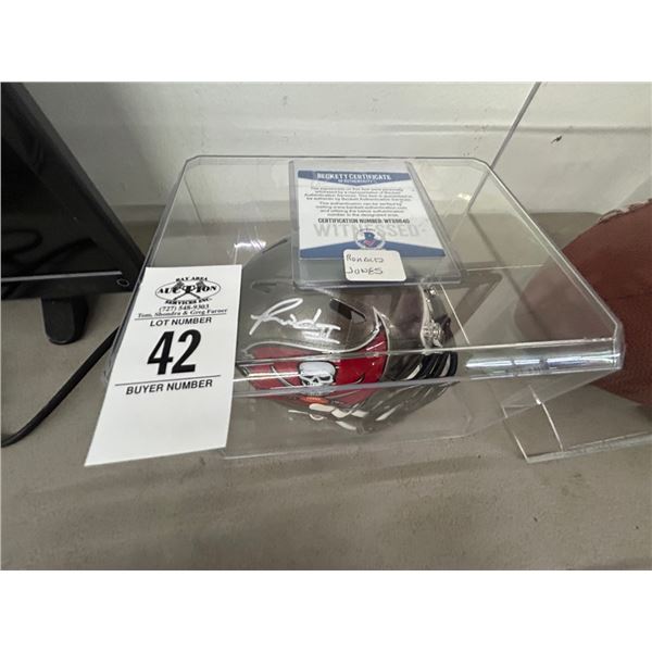 Ronald Jones TB Bucs Autographed Mini Helmet w/Showcase and COA