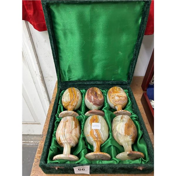 Alabaster Goblets Set of 6 w/Case