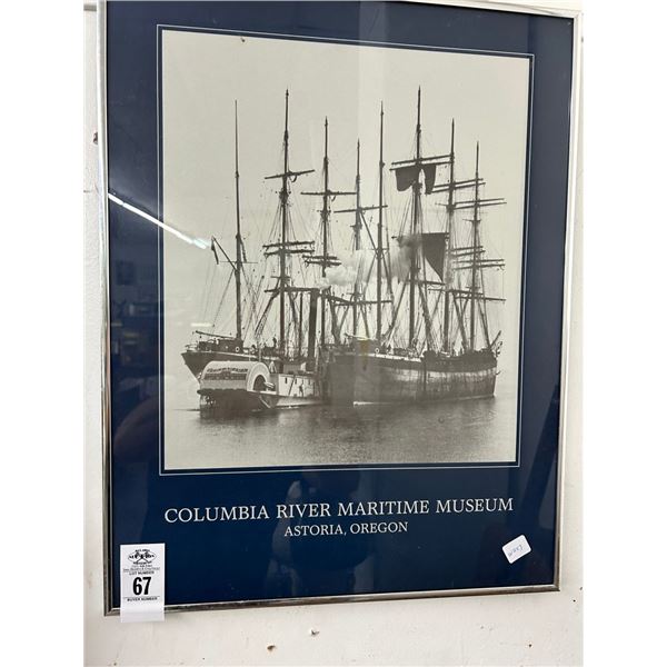 Framed Tall Ship Photo Columbi Ariver Maritime Museum  15"  X  20"