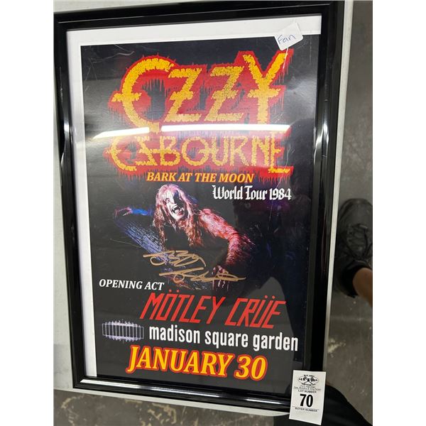 Ozzie Osbourne Madison Square Garden Autographed Framed Poster