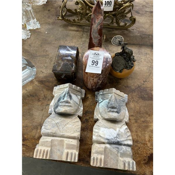 Stone Cut Keepsake Boxes, Elephant Keepsake, Pyramid, Bookends