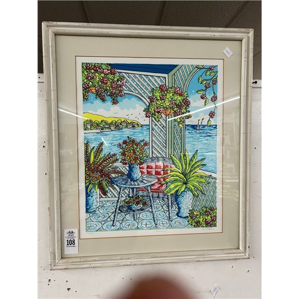 Framed Water Color Evening - Artist Signed -  20"  X  24"