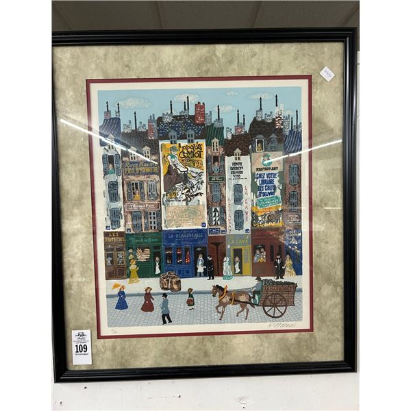 Framed Oil On Canvas Town Scene Artist Signed/Numbered -  20"  X  24"