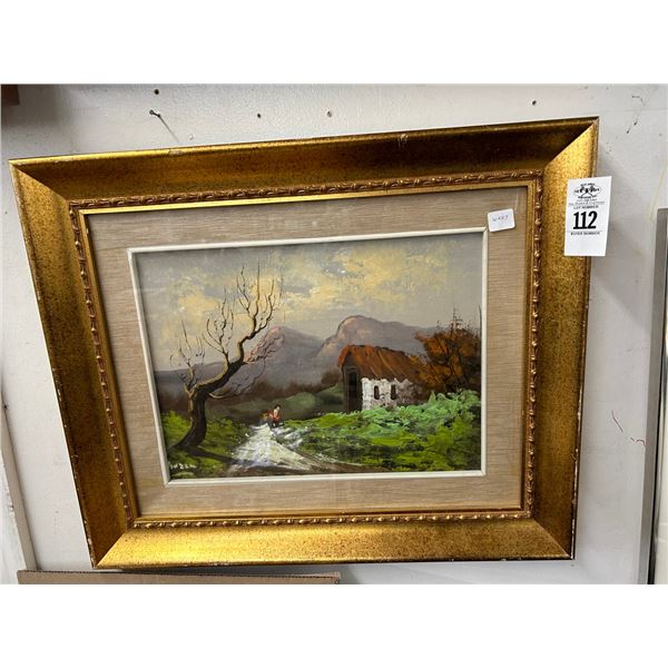 Framed Oil On Canvas Artist Signed Mountain Scene - 15"  X  18"