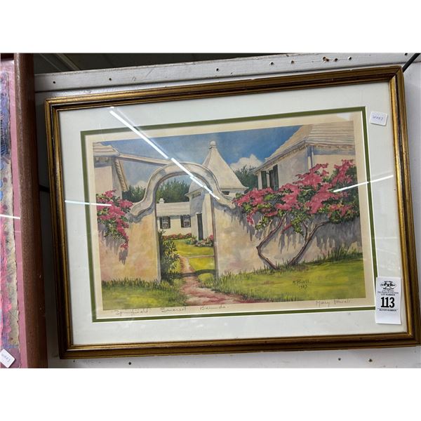 Framed Water Color Springfield/Burmuda Signed Powell - 18"  X  20"