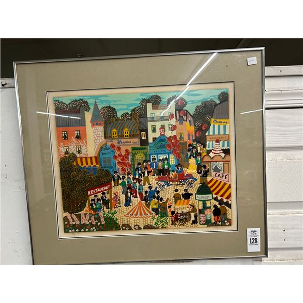 Colorful Town Street Scene Framed/Numbered - 20"  X  24"