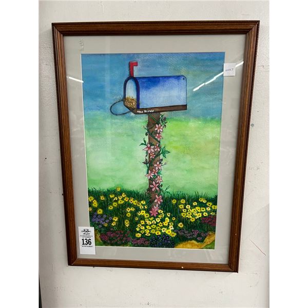 Framed Floral Mailbox - Artist Signed - 14"  X  20"