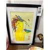 Image 1 : Framed Abstract Wall Art Woman w/Birds - Signed/Numbered - 12"  X  18"