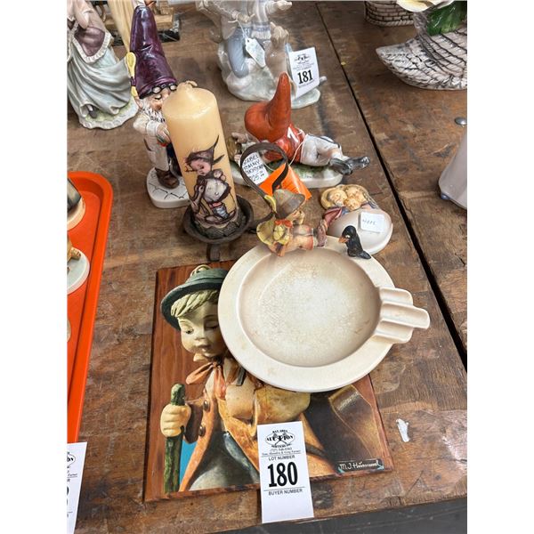 Gobal Gnomes, Hummel Ashtray, Candle, Plaque