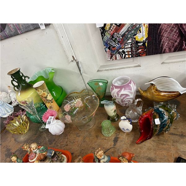Hob Nail/Asst. Art Glases/Vases - Large Lot