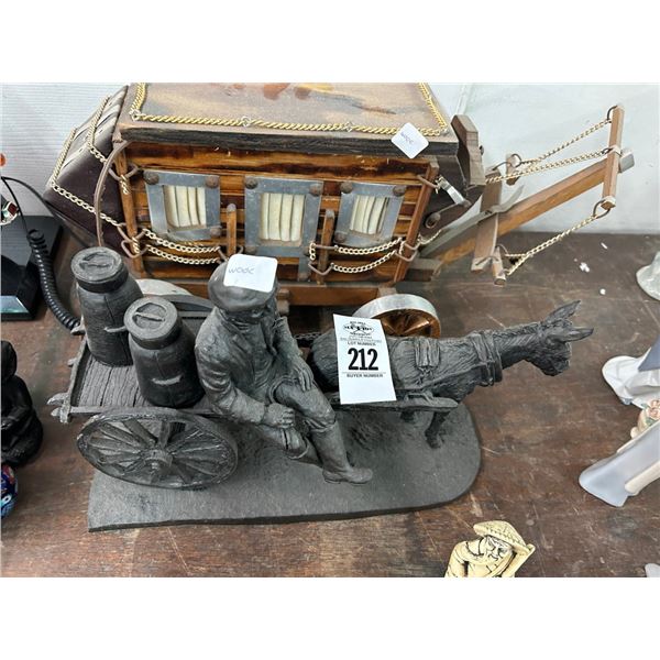 Resin Horsedrawn Wagon Figurine, Wooden Horsedrawn Carriage