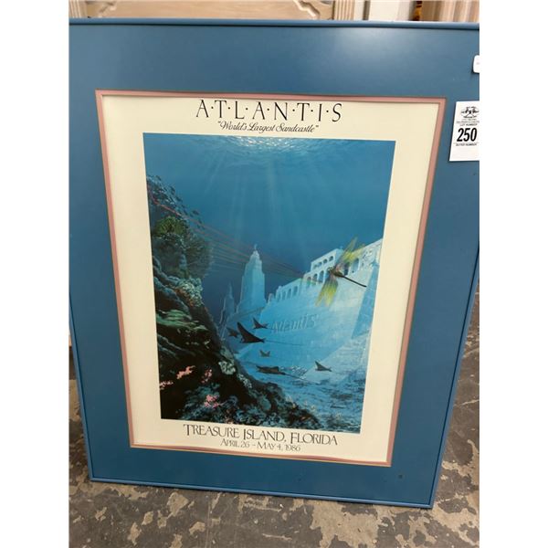 Framed Atlantis Treasure Island Sand Castle Promo Poster - 20"  X  24"