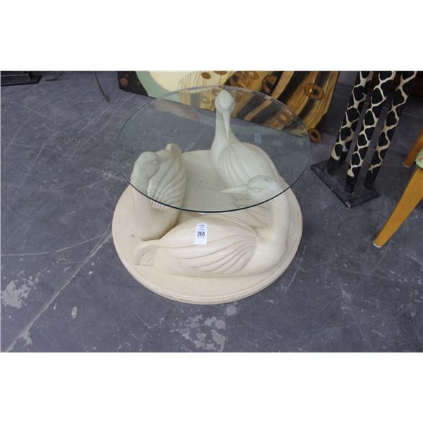 Swan Base Art Glass Cofffee Table