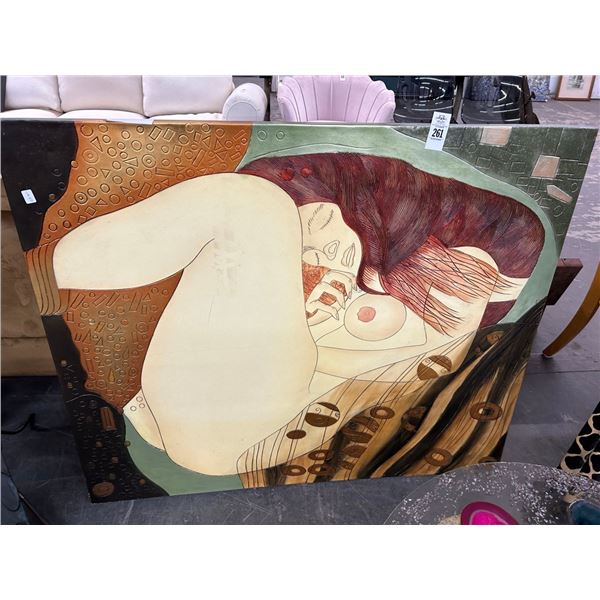 Carved Woman Nude Danae - Signed Klimt - 40"  X  40"