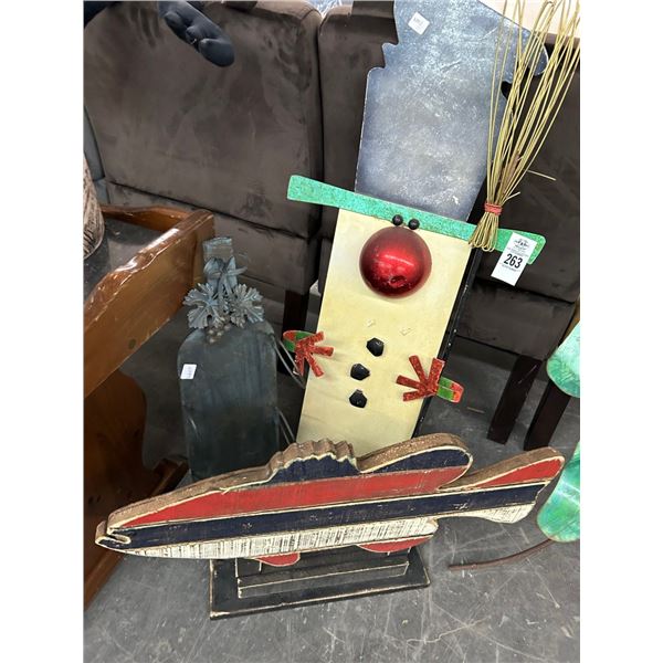 Wooden Fish, Wine Bottle Rack, Decorator Snowman