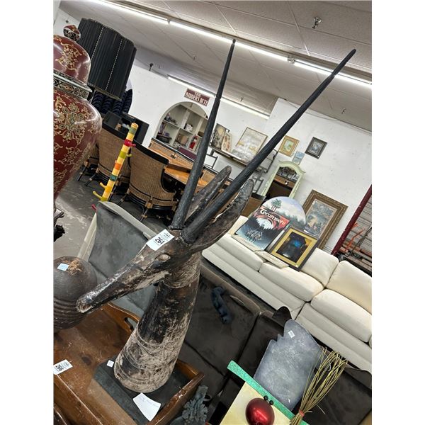 Large Tribal African Gazelle Carved Bust