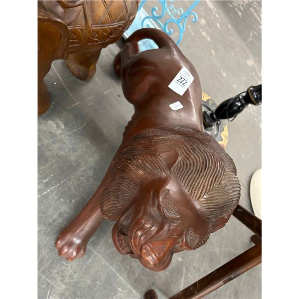 Solid Wood Carved Lion - 30"