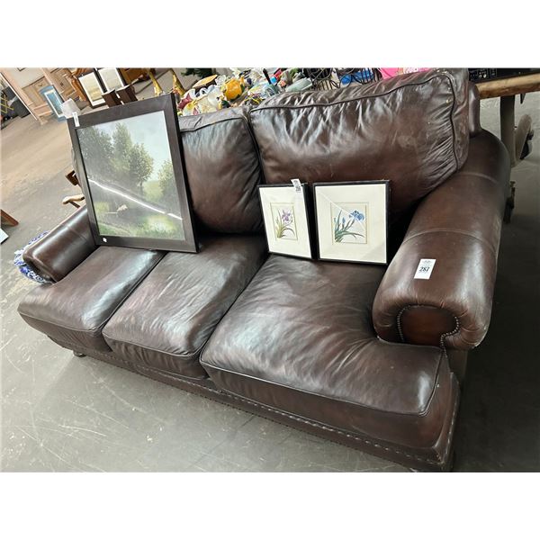 Leather Button Trim Large Sofa