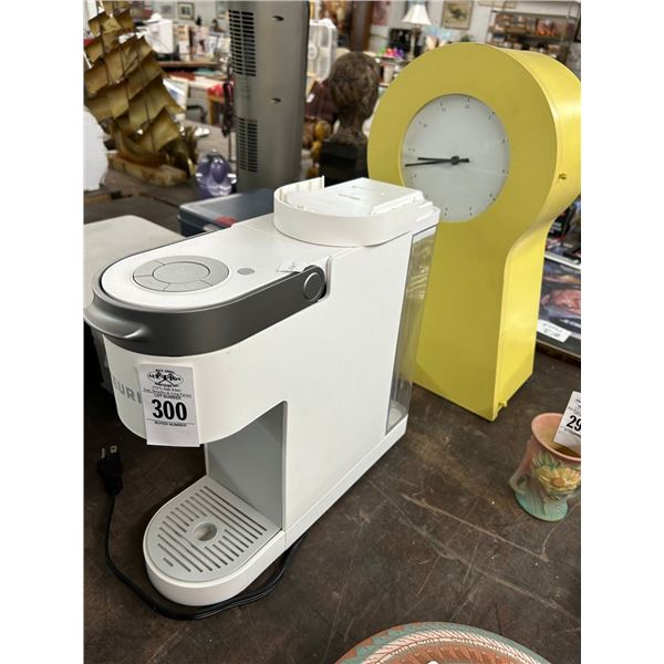 Keurig Coffee Maker, Painted Yellow Clock
