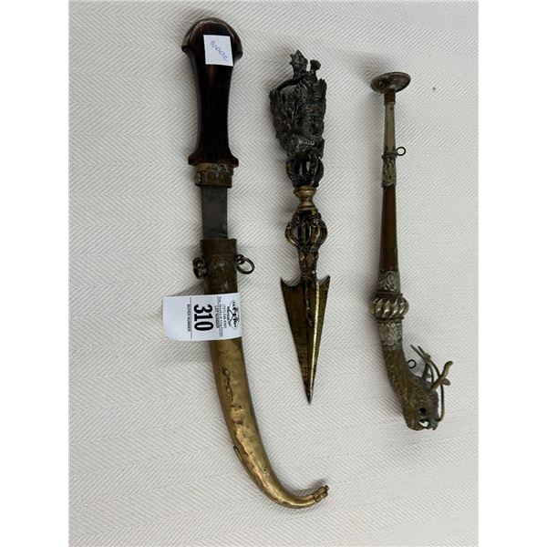 Ornate Cast Dagger, Dragon Pipe, Knife w/Sheath