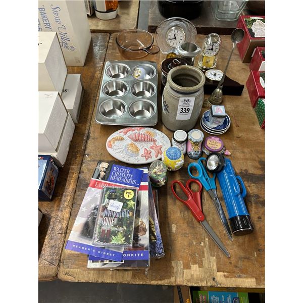 Desk Clocks, Papeweights, VHS Movies, Bake Pan, Décor