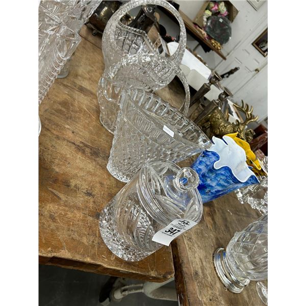 4-Pressed Crystal Baskets/Vase/Jar - 4 X $