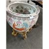 Image 1 : Large Oriental Painted Fish Bowl w/Stand