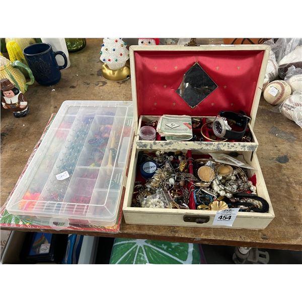 Bin w/Fashion Jewelry, Craft Items w/Puzzles