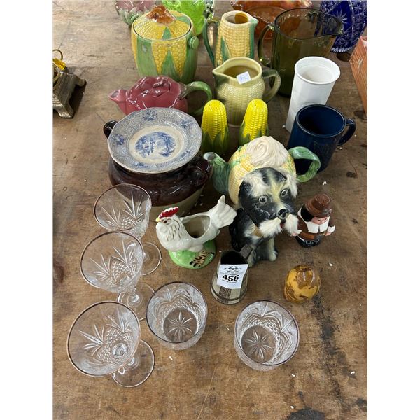 Pressed Crystal Stems/Glasses, Glazed Pitchers/Jars/Shakers/Décor