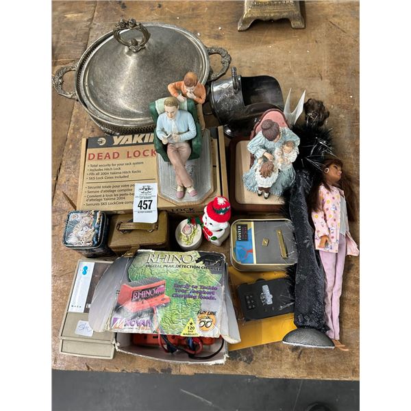 Norman Rockwell Figural Décor, Silverplate Chafing Dish, Charger, Lock Box, Small