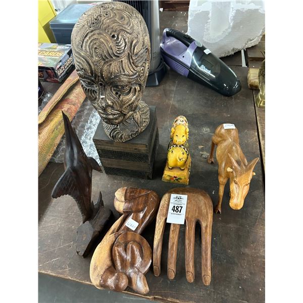 Wooden Carved Bust, Marlin, Hand, Pigs, Mule, Other