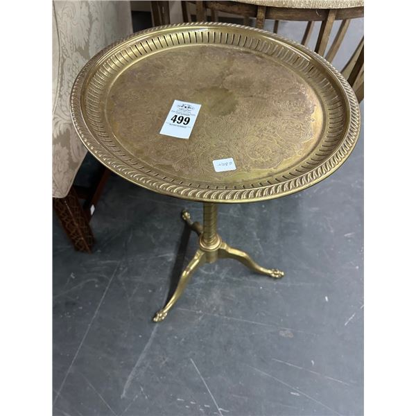 Brass Claw Foot Small Round End Table