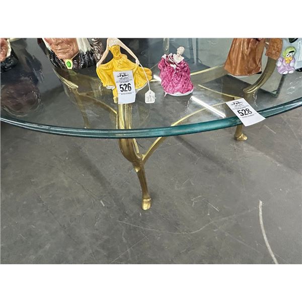 Brass Horse Head Base Beveled Large Glasstop Dining Table