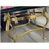 Image 2 : Brass Horse Head Base Beveled Large Glasstop Dining Table