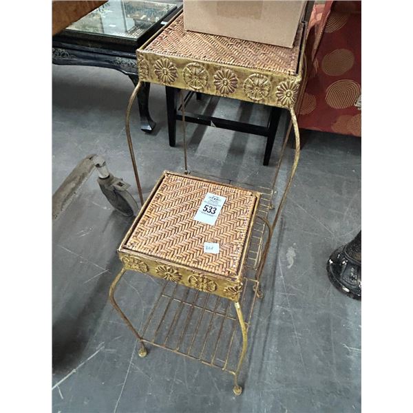 Ornamental Metal Base Woven Top Nesting Tables - Set of 2