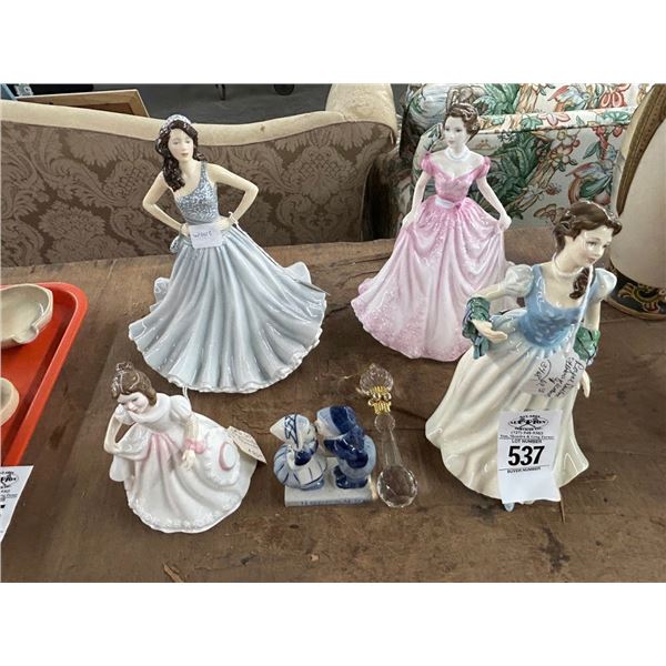 Royal Doulton Provincial Lady Figurines 4, Crystal Stopper, First Kiss Figurines