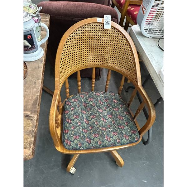 Oak Padded Rolling Secretarial Chair