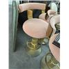 Image 2 : Vintage Brass Base Swivel Mauve Padded Bar Stools - Set of 4 - One Needs Bolts