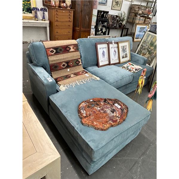 Blue Cloth Sofa w/Chaise Section