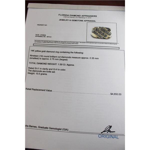 14K YG Diamond Ring w/19 Round Cut Diamonds 10.5G  Knife Set - Replacement